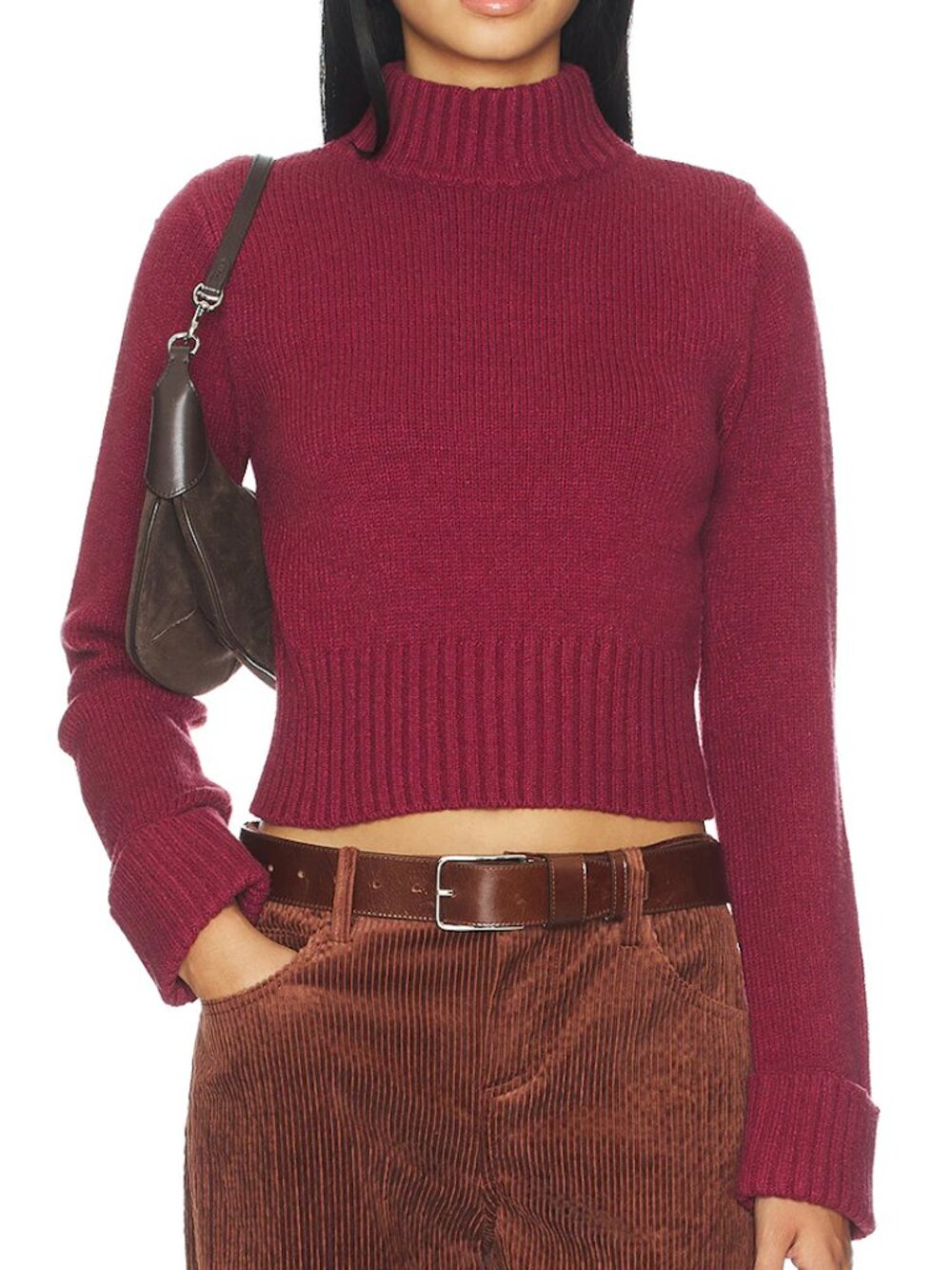 Frankies Bikinis Women's Laurel Knit Turtleneck Sweater - Rosewood - XS